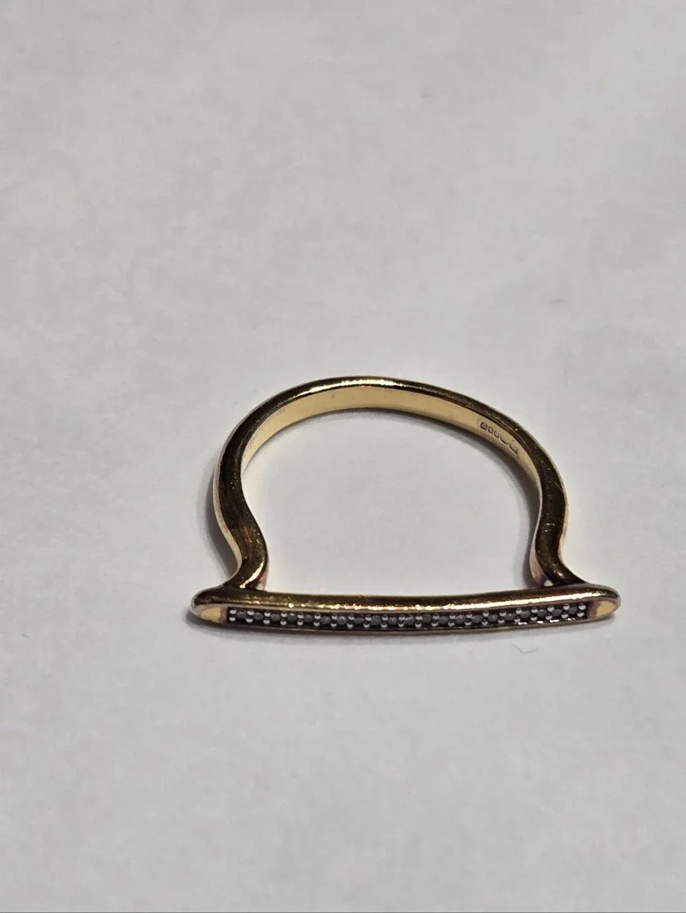 Monica Vinader Skinny Stacking Ring - 18k Gold Vermeil & Diamond - Size 7.5